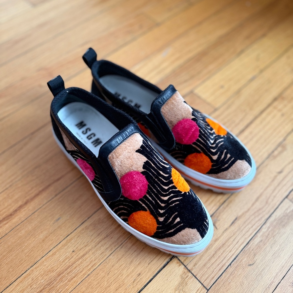 MSGM Slip-On Sneakers in Black, Pink, Orange, Tan